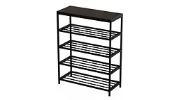 Полиця для взуття Слайм 4 Ferrum-decor 820x630x260 Чорний метал ДСП Венге Магія 16 мм (FRD-105161) - мініатюра 7