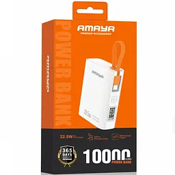 Портативний ЗП Power Bank Amaya FD50 22.5W with display and cable 10000 mAh White - мініатюра 2