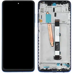Дисплей Xiaomi Poco X3/Poco X3 NFC/Poco X3 Pro чорний, оригінал PRC, з рамкою синього кольору, Cobalt Blue