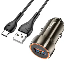 Адаптер автомобільний HOCO Type-C Cable Blue shield single port car charger Z46 коричневий - мініатюра 3
