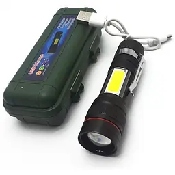 Ручний LED ліхтар COP Micro USB 2 в 1 кишеньковий XPE+COB 6991