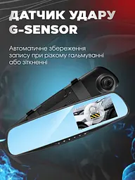 Автомобільне дзеркало-відеореєстратор Full HD з нічним режимом, датчиком руху та оглядом 170°, чорний (9544542684) - мініатюра 6