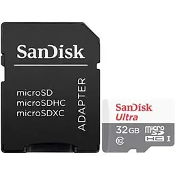 Карта пам'яті SanDisk microSDHC, 32Gb, Ultra, Class10 UHS-I, SD адаптер, до 100 МБ/с (SDSQUNR-032G-GN3MA)