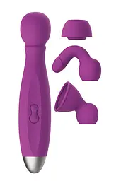 Вібратор вібромасажер секс-іграшка Dream Toys Queenpin Purple — 3 насадки, 9 режимів, USB-заряджання - мініатюра 2