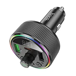 АЗП з FM-модулятором HOCO E82 Guerrero PD30W+QC3.0 car BT FM transmitter Black - мініатюра 3