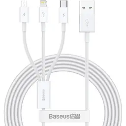Кабель Baseus Superior Series Fast Charging 3-in-1 (Micro USB+Lightning+Type-C) 3.5A (1.5m) white (CAMLTYS-02)