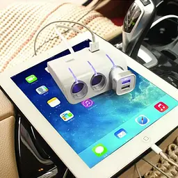 Автомобільний розгалужувач трійник UKC 1506A + 2 USB 120 W Білий - мініатюра 4