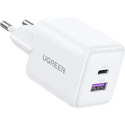 Зарядний пристрій 2xUSB 30W (USB-A + USB-C) X516 Gan білий Ugreen (65015)