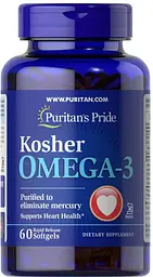 Омега-3 кошерний Puritan's Pride Kosher Omega-3 with EPA & DHA 742 мг 60 капс