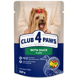 Влажный корм с уткой в желе для взрослых собак малых пород Club 4 Paws 0.1 кг