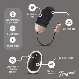 Віброяйце Teazers Ribbed Vibrating Egg, 8 см (чорний) - мініатюра 7