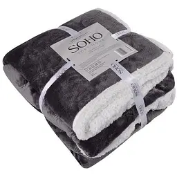 Ковдра Soho Plush hugs Graphite флісова, 200х150 см, сіра з білим (1221К) - мініатюра 4