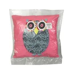 Декоративна подушка Руно Owl Grey сатин силіконові кульки 50х50 см рожева - мініатюра 5