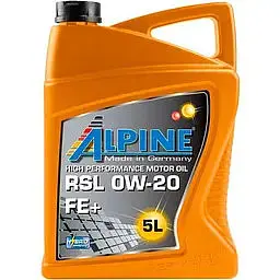 Автомобільна моторна олива ALPINE RSL 0W-20 5л 1695-5