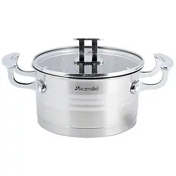 Каструля індукційна Casserote із нержавіючої сталі зі скляною кришкою Kamille Ø18х10 см kuh0007837