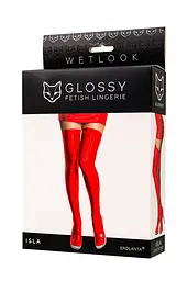 Панчохи Glossy Wetlook Isla, L (червоний) - мініатюра 4