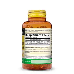 Вітаміни та мінерали Mason Natural Vitamin D3 5000 IU 100 капсул - мініатюра 2