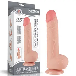 Фалоімітатор Sliding-Skin Dual Layer Dong 9.5'' 24 см тілесний - мініатюра 15
