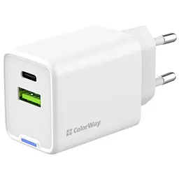 Зарядний пристрій ColorWay C101E GaN Mini 45 Вт PD PPS USB-C + USB-A QC 4.0 білий (CW-CHS060PD-WT)