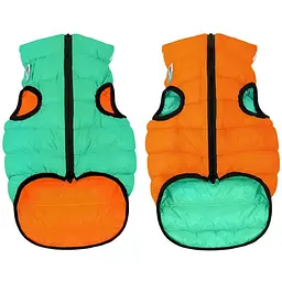Курточка для собак AiryVest Lumi двостороння світиться в темряві розмір XS 30 салатово-помаранчева  