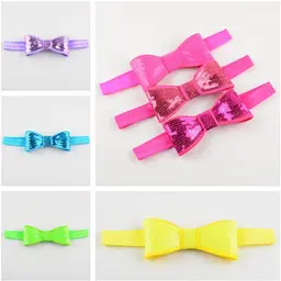 Пов'язка дитяча зелена з паєтками - бант 10 см окружність 36-48 см - мініатюра 2