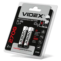 Акумулятори Videx HR6 AA 2700mAh double blister 2 шт. (HR6/2700/2DB) - мініатюра 2