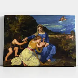 Інтер'єрна картина Мадонна Альдобрандіні, Тіціан, Titian, Aldobrandini Madonna, релігійний декор, 43×60 см (id6978)