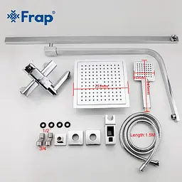 Душова система Frap F2420, поворотний вилив, лійка 1 режим, хром - мініатюра 7