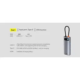 USB-хаб Baseus Metal Gleam Series 5-in-1 Multifunctional Type-C Hub Space Gray (CAHUB-CX0G) [72630] - мініатюра 6