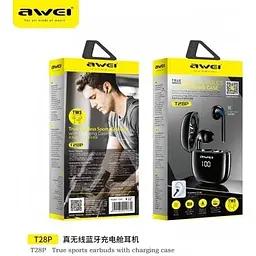 Навушники Awei T28P Bluetooth TWS IPX6 чорні - мініатюра 2