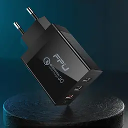 Адаптер блок живлення 3 порти (виходу) Essager Fangbo QC3.0 3U (QC+Dual 2.4A) чорний - мініатюра 6