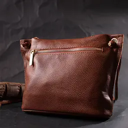 Трапецієподібна сумка для жінок на плече з натуральної шкіри Vintage 22397 коричнева - мініатюра 9