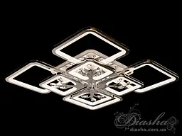 Стельова LED-люстра Diasha 8157/4+4HR 190W, 60×60×12 см, 3 кольори світла, диммер, пульт