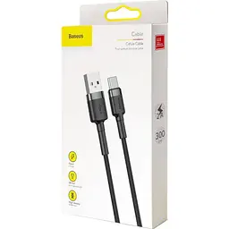 Кабель Baseus Cafule Cable USB to Type-C 2A 3m CATKLF-UG1 Black-Grey - мініатюра 2
