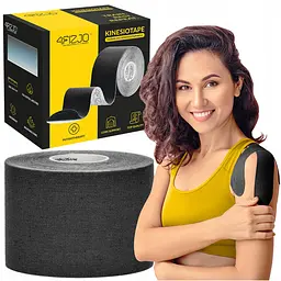 Стрічка кінезіологічна (кінезіо тейп) 4FIZJO 5 см x 5 м 4FJ0539 Black (P-5907739315977) - мініатюра 1