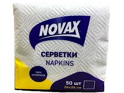 Серветки паперові NOVAX 100шт 1шар Білі 240х240мм