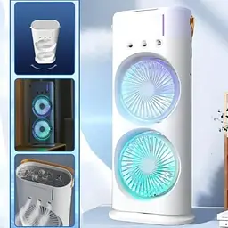 Вентилятор настільний No Brand Double-ended Spray Fan подвійний з охолодженням LED підсвічування без пульта ДУ Білий (2104618552) - мініатюра 5