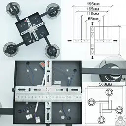 Люстра OPAL 4R 580x580x150 мм Чорна/Хром на 4 лампи GX53 ESLLSE - мініатюра 6