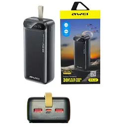 Повербанк Power Bank AWEI PA-12 портативна батарея швидка зарядка 22.5W 30 000 mAh Чорний