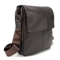 Шкіряний месенджер з клапаном на два відділи Tiding Bag M56-3508C коричневий - мініатюра 11