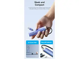 Мультипортовий адаптер Vention 5-in-1 USB-A to USB3.0x3/RJ-45/USB-C Power (TGFSB) - мініатюра 8