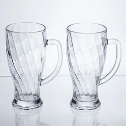 Набір кухлів для пива Yiwu Glass Mug скляних 2 штуки по 420 мл кружки для пива скло з ручками міцний посуд HP-17-59 - мініатюра 4