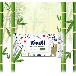 Вологі серветки Kindii Natural Balance, 60 шт. - мініатюра 3