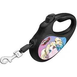 Повідець-рулетка для собак Waudog R-leash малюнок Харлі Квін L, до 50 кг, 5 м, світловідбиваюча стрічка чорний - мініатюра 2