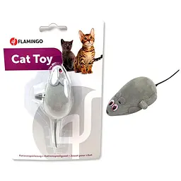 Flamingo Wind up Mouse фламинго заводна іграшка для кішок миша на колесиках сірий велюр 6см
