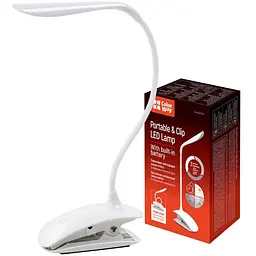 Настільна лампа ColorWay LED Flexible & Clip with built-in accumulator 500mAh (CW-DL04FCB-W)