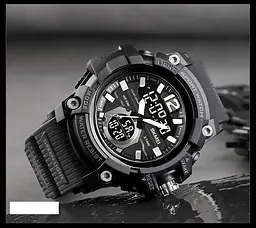 Чоловічий спортивний наручний годинник Skmei 1725 (Чорні) - мініатюра 3