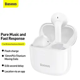 Навушники Baseus Bluetooth TWS Earphones Bowie E3 (NGTW080002) білі - мініатюра 6