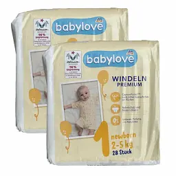 Дитячі підгузки Babylove Premium 1 (2-5 кг), 56 шт