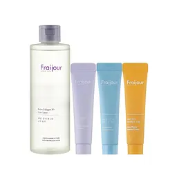 Набір зволоження та ліфтинг з ретинолом та пробіотиками Retin-Collagen 3D Core&Yuzu & Heartleaf toner Fraijour 250 мл cream 3х10мл